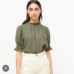 J. Crew Smocked Linen Top